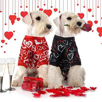 Weewooday 3 Piece Dog Pajamas Dog Bodysuit & Jumpsuit Set, Heart Pattern Puppy Clothes for Puppy & Cat(XL(fit 9.9-12.2lbs)) - size: XL(fit 9.9-12.2lbs)