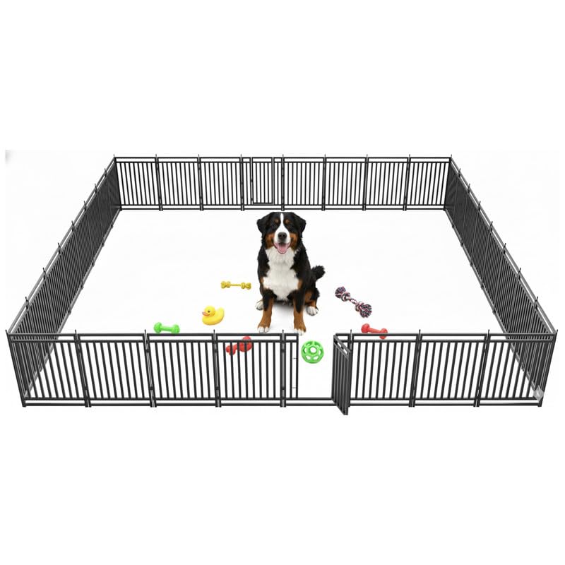 Dog Playpen Dog Fence Outdoor for Yard 40" H with 32 Panels Sturdy Portable Puppy Playpen for Indoor Outdoor RV Camping Use - Black Silver - style: 32 Panels