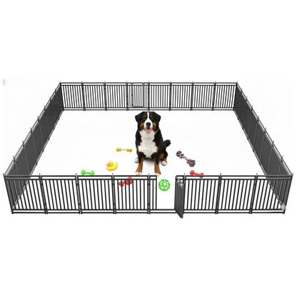Dog Playpen Dog Fence Outdoor for Yard 40" H with 32 Panels Sturdy Portable Puppy Playpen for Indoor Outdoor RV Camping Use - Black Silver - style: 32 Panels
