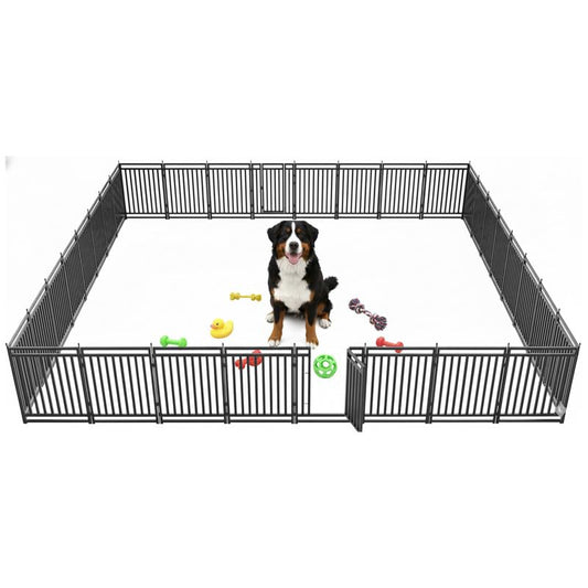 Dog Playpen Dog Fence Outdoor for Yard 40" H with 32 Panels Sturdy Portable Puppy Playpen for Indoor Outdoor RV Camping Use - Black Silver - style: 32 Panels