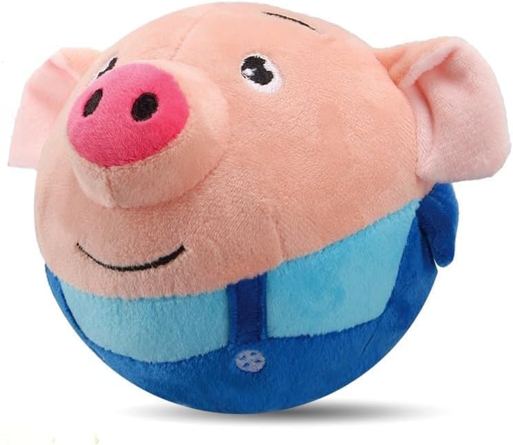 2026 New Interactive Dog Plush Toy - Rechargeable Squeaky Moving Ball with Talking Sound, Washable Cartoon Pig Design, Boredom & Anxiety Relief Pet Toy for Puppies Small Medium Dogs (Blue)