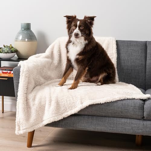 PETAMI Fluffy Fleece CAT and Dog Throw Blanket, Beige, Large - color: Beige, size: Large (40x60)