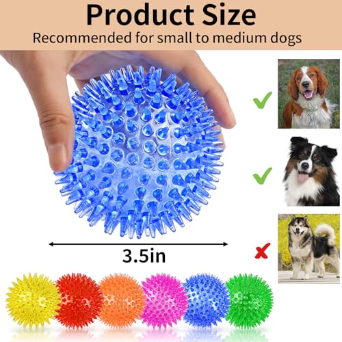 6 Pack Squeaky Spiky Dog Balls, Puppy Chew Toys for Teething, Food-Grade TPR Rubber Durable, Interactive Fetch Floating Dog Pool Ball Toy for Chewers for Small Medium (Medium) - size: Medium