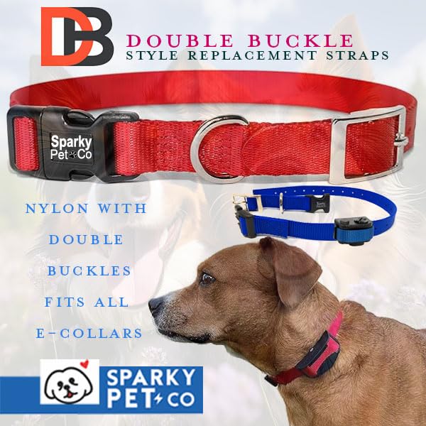 Sparky Pet Co - ECollar Replacement Strap - Easy Release Double Buckle Dog Collar - Rugged Nylon - Adjustable - D Ring - Quick Release Metal Clasp - for Invisible Fence Systems - 1" x 28" - Light Pink - color: Light Pink, size: 1" Wide