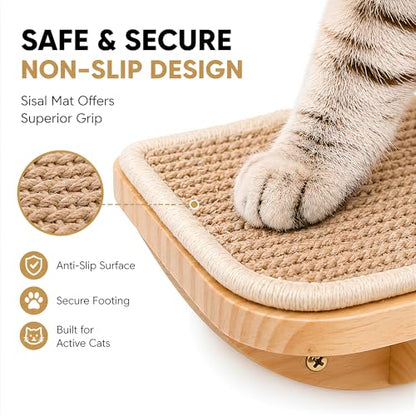 Cat Window Perches, Curved Cat Wall Beige Bed and 2 Floating Wall Steps, Wall Mounted Climbing Shelves for Sleeping, Playing, and Lounging - color: Foam/Felt-Wood, size: 1 Curved Bed 2 Steps