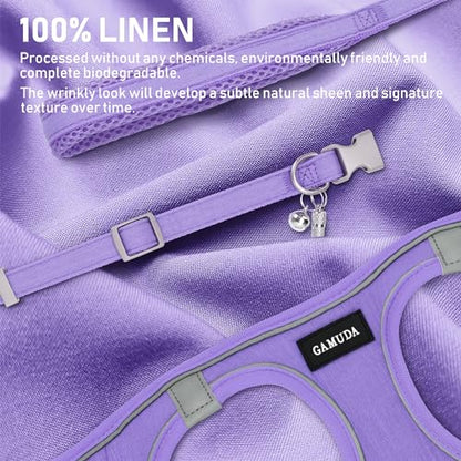 Small Pet Harness Collar and Leash Set, Step in No Chock No Pull Linen Fabric Soft Mesh Dog Vest Harnesses Reflective for Dogs Puppy Cats Kitten Rabbit (Purple, XS) - color: Purple, size: X-Small