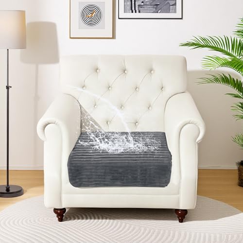 NAISI Couch Covers for Dogs Waterproof Flannel Striped Sofa Cover Pet Friendly Washable Dog Mat for Couch Anti Slip Sectional Sofa Slipcover Protector(1pc/27"x 27",Dark Grey) - color: Dark Grey, size: 1pc/27"x 27"/Armrest or Backrest Cover