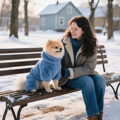 Idepet Velvet Dog Pajamas, Turtleneck Pet Sweater Fuzzy Plush Onesie Soft Cat Apparel Pet Clothes Winter Outfit Doggy Pjs Puppy Jumpsuit for Small Dogs Cats (Blue,XS) - color: Blue, size: X-Small