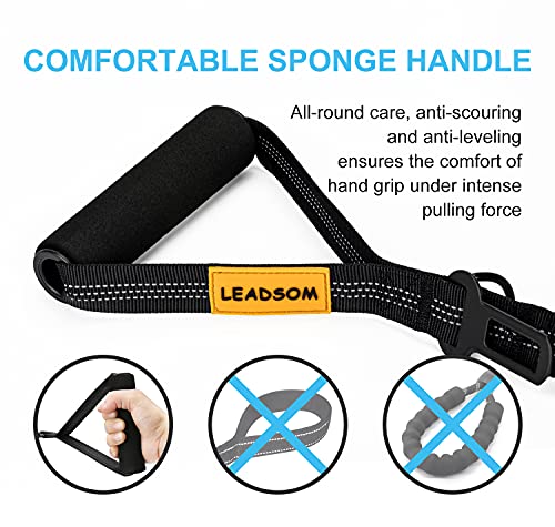6FT Highly Reflective Heavy Duty Elastic Bungee Medium and Large Dog Leash Shock Absorbing with Comfortable Padded Handle and Traffic Handle Suitable for Training - color: Black