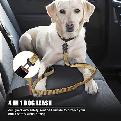 Raipult Tactical Dog Leash Heavy Duty, 4-6FT Shock Absorbing Bungee Leash with Quick Release Clip& 2 Handles, No Pull Waking Lead with Car Seatbelt for Medium Large Dogs that Pull,Khaki - color: Coyote Tan