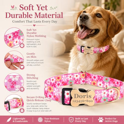 Custom Dog Collar with Engraved Name & Phone Number, Personalized Anti-Lost Pet Collar, Adjustable Durable Soft Collar for X-Small Small Medium Large X-Large Dogs, Outdoor Walking Training Daily Wear - color: New bone buckle