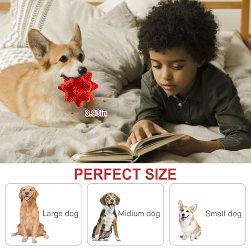 LiuMelinda Dog Chew Toys for Aggressive-Chewers - Indestructible Dog Toy for Aggressive Chewer，Tough Chew Toys for Dogs （Rubber Stacked Star Ball） - color: 19-Red-Stacked Star Ball