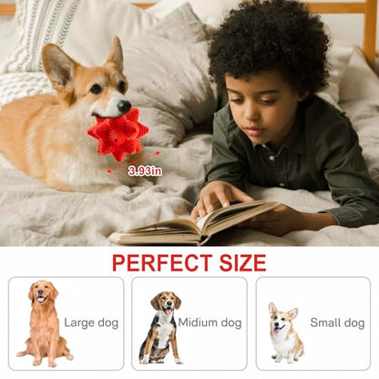 LiuMelinda Dog Chew Toys for Aggressive-Chewers - Indestructible Dog Toy for Aggressive Chewer，Tough Chew Toys for Dogs （Rubber Stacked Star Ball） - color: 19-Red-Stacked Star Ball
