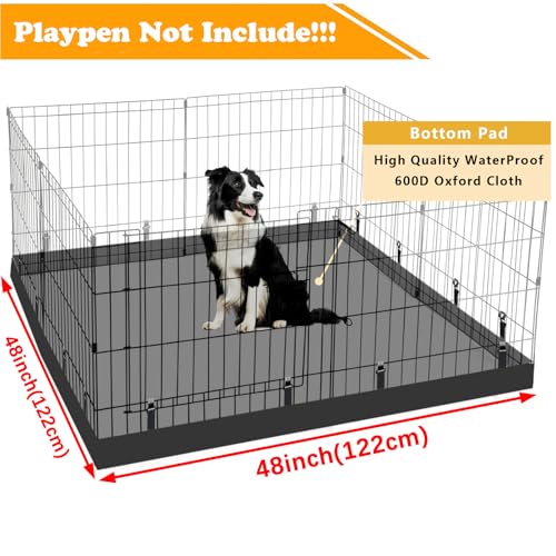 Dog Playpen Square Bottom Pad Fits for 48 Inch 8 Panels Metal Exercise Pet Playpen, Dog Crate Pad Puppy Playpen Pad, Elastic Buckles Connections.(Note: Playpen Not Included) -PureBlack - color: PureBlack