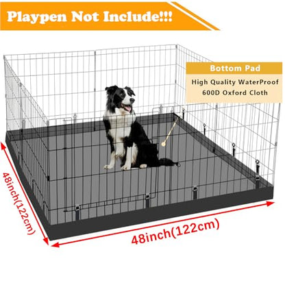 Dog Playpen Square Bottom Pad Fits for 48 Inch 8 Panels Metal Exercise Pet Playpen, Dog Crate Pad Puppy Playpen Pad, Elastic Buckles Connections.(Note: Playpen Not Included) -PureBlack - color: PureBlack