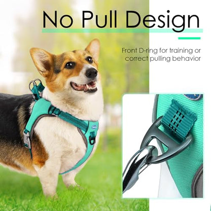 ThinkPet No-Pull Harness, Escape Proof Step-in Reflective Dog Vest Adjustable Breathable Halter Harness with Back/Front Clip for Better Control - color: Dark Green, size: Large