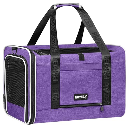 Top Open Medium Pet Carrier Roll Up Flap for Anxious Cat, Soft-Sided Small Pet Travel Crate Vet Friendly, Little Animal Yorkie Kennel Bag Suitcase Luggage Sleeve, 18x11x11 Inch Purple - color: Purple
