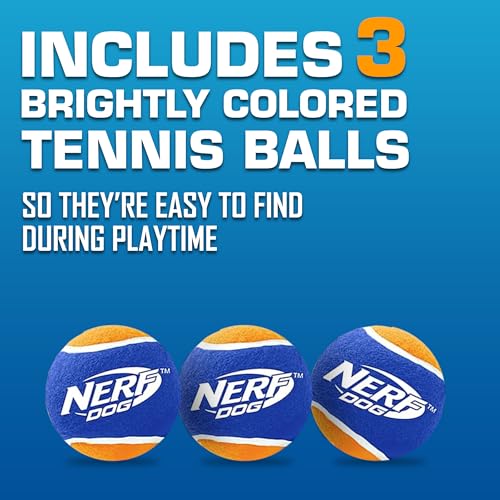 Nerf Dog Tennis Ball Blaster Dog Toy Gift Set, Tennis Ball Dog Fetch Toy Launches up to 50 ft, Dog Ball Thrower for All Breeds Includes Green Tennis Ball Launcher and 3 Dog Tennis Balls - size: 16 in Compact Blaster with 3 Balls