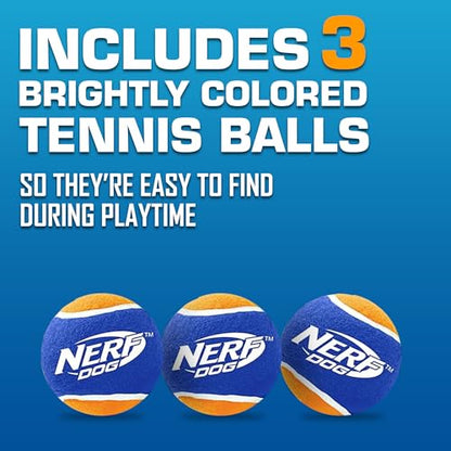 Nerf Dog Tennis Ball Blaster Dog Toy Gift Set, Tennis Ball Dog Fetch Toy Launches up to 50 ft, Dog Ball Thrower for All Breeds Includes Green Tennis Ball Launcher and 3 Dog Tennis Balls - size: 16 in Compact Blaster with 3 Balls