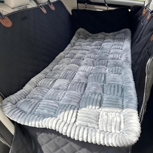 59"x27.6" Thickened Backseat Dog Bed Mat, Upgraded Non-Slip Pet Car Seat Blanket with Laundry Bag, High-Resilience PP Cotton, Washable, for Backseat Extenders & Seat Covers, Grey - color: Grey