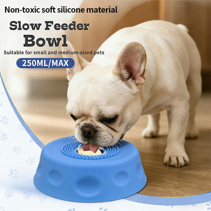 Slow Feeder Dog Bowls for Liquid Treats, Ball-in Interactive Bone Broth Dog Lick Bowl, 250ml Pup Lick Mat Toy for Large Medium Small Breeds, Ideal for Dietary Supplement & Post-op Nutrition (Blue) - color: Blue