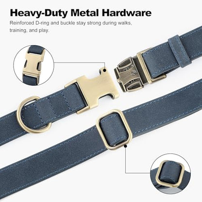 Plutus Pet Genuine Leather Dog Collar – Adjustable Pet Collar with Quick Release Metal Buckle, Soft Real Leather for Small Medium Large Dogs, Heavy Duty & Skin-Friendly (Blue, S) - color: Blue, size: S