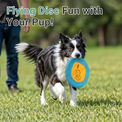 Bifeaw 3 Packs Nylon Interactive Dog Flying Disc - Floating Dog Toys for Aggressive chewers - Water Toys for Dogs (Blue and Yellow) - color: Blue and Yellow