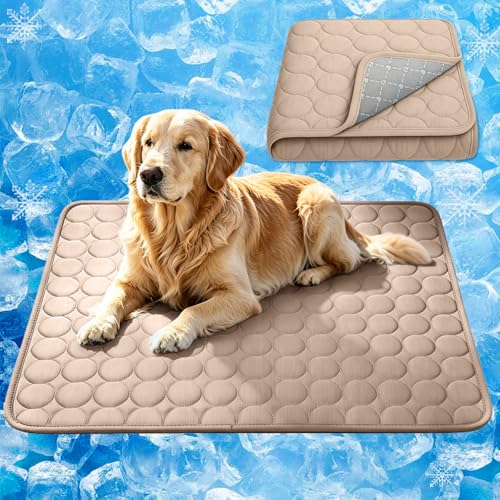 Dog Cooling Mat 2026 Upgraded Arc-Chill Cooling Dog Bed Mat, Washable Pet Cooling Pad (Q-Max>0.4) Cooling Mat for Dogs & Cats Indoor & Outdoor Car Seats (Coffee, 28x22 in) - color: Coffee, size: 28x22 in
