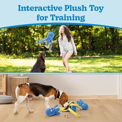 Interactive Dog Toys Octopus, 4 Pack Squeaky Hide And Seek Large Dog Toys to Keep Them Busy, Tough Plush Chew Toy, Tug of War Doggie Toy for Small,Medium and Large Breeds, Puppy Toys Puzzle - color: 4 Pack Octopus