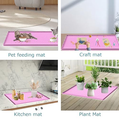 Cat Litter Mat, Silicone Large Cat Mat for Litter Box - 40x28 in, Waterproof & Non-Slip, Durable & Easy Clean, Pink - color: Pink, size: 40"L x 28"W