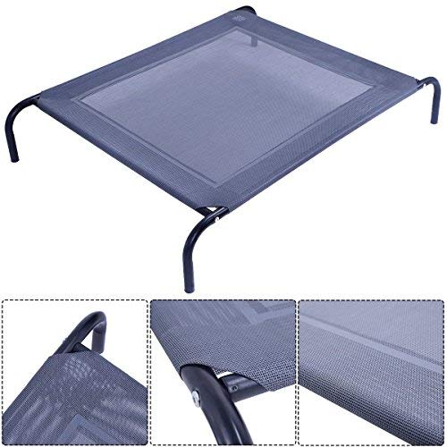 Giantex Elevated Pet Bed for Medium Large Dogs, Keep Pets Cool, Portable Raised Pet Cot Indoor Outdoor Camping, Waterproof Breathable Mat Steel Frame, Easy Assembly (Large) - size: Large
