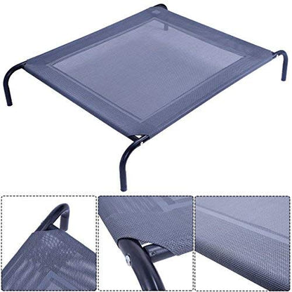 Giantex Elevated Pet Bed for Medium Large Dogs, Keep Pets Cool, Portable Raised Pet Cot Indoor Outdoor Camping, Waterproof Breathable Mat Steel Frame, Easy Assembly (Large) - size: Large