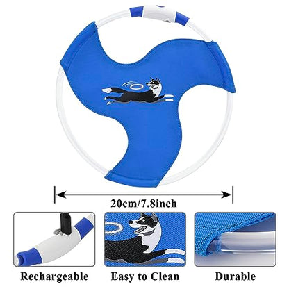 Dog Flying Disc Flyer Dog Toys, Glow in The Dark Nylon Dog Toy with 3 Light Models, Floating Dog Ring Toys for Physical Exercise, Pet Training Throwing Playing - color: Blue-1