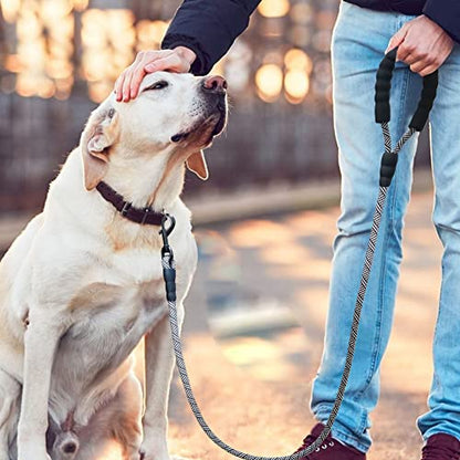 Heavy Duty Rope Dog Leash, 3/4/5/6/7/8/10/12/15 FT Nylon Pet Leash, Soft Padded Handle Thick Lead Leashes for Large Medium Dogs (Black, 1/2" * 10') - color: black, size: 1/2" * 10'