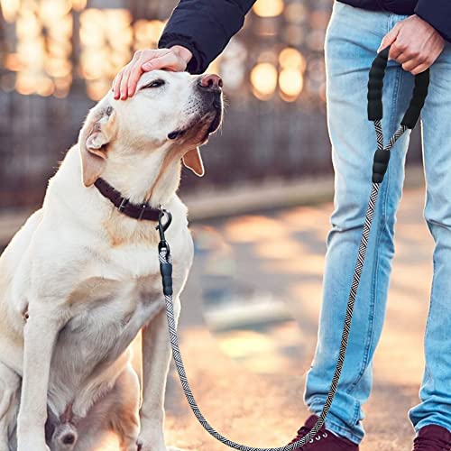Rope Dog Leash 3/4/5/6/7/8/10/12/15/20/30 FT, Heavy Duty Nylon Pet Leash, Soft Padded Handle Thick Lead Leashes for Large Medium Dogs (Black, 1/2" * 7') - color: black, size: 1/2" * 7'
