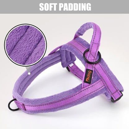 Didog Soft Flannel Padded Dog Vest Harness, No Pull/Quick Fit Reflective Dog Strap Harness, Easy for Training Walking (XS:Chest 15-18", Purple) - color: Purple, size: XS:chest 15-18"