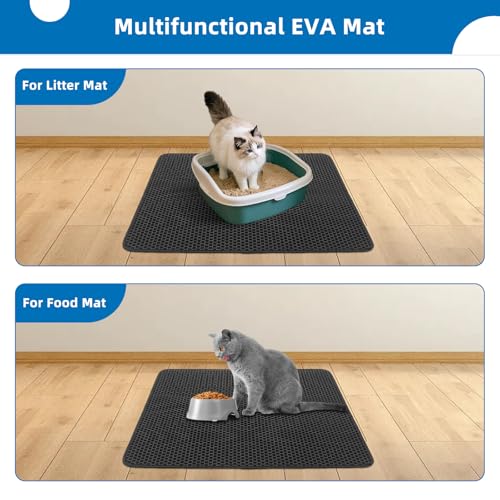 Cat Litter Mat for Indoor Cats Eva Double-Layer Litter Box Mat Washable for Easy Cleaning Cat Rug Collects Litter and Prevents Liquid Leakage (Gray, 23.6×35.4inch) - color: Gray-23.6×35.4inch