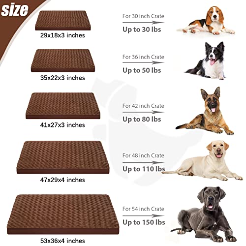 Dog Crate Bed Waterproof for Large Dogs - Rose Velvet Soft Fluffy Washable With Removable Cover & Anti-Slip Bottom, 35 x 22 Inch, Brown - color: Brown, size: 35.0"L x 22.0"W x 3.0"Th