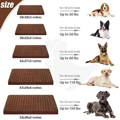 Dog Crate Bed Waterproof for Large Dogs - Rose Velvet Soft Fluffy Washable With Removable Cover & Anti-Slip Bottom, 35 x 22 Inch, Brown - color: Brown, size: 35.0"L x 22.0"W x 3.0"Th