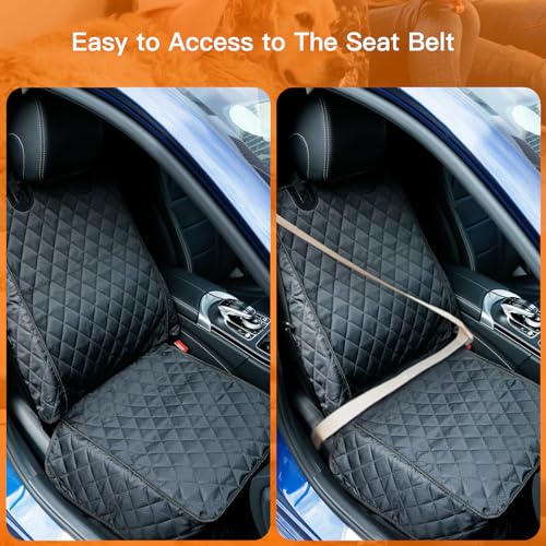 PETICON Waterproof Front Seat Car Cover, Full Protection Dog Car Seat Cover with Side Flaps, Nonslip Scratchproof Front Seat Cover Fits for Cars, Trucks, SUVs, Jeep - color: black