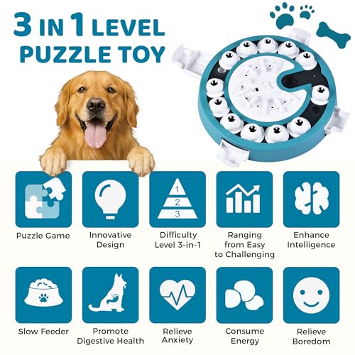 Dog Puzzle Toy Mental Stimulation - Level 3 in 1 Dogs Food Feeder Puzzle, Dog Treat Puzzle Feeder (Advanced-Mars Green Brainstorm) - color: Level 3 in 1-Advanced-Mars Green Brainstorm