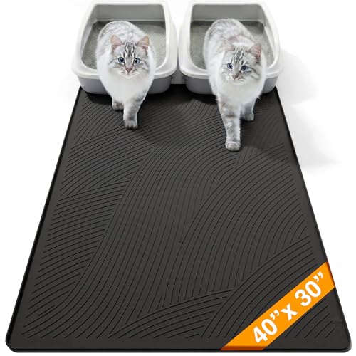 Cat Litter Box Mat - XL Extra Large Size 40 x 30 in, Water Proof, Kitty Litter Trapping Mat, Easy to Clean, Scatter Control, Odorless, Pet Supplies for Indoor Cats, Dark Gray - color: Dark Gray, size: 40"L x 30"W