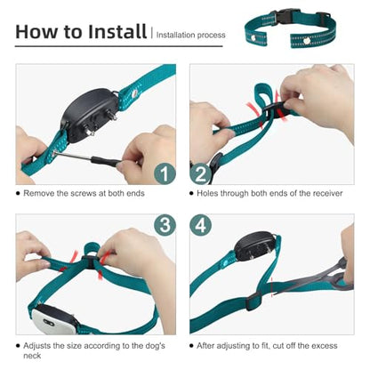Collar Replacement Strap, Reflective Replacement Nylon Collar Strap Dog GPS Training Bark Receiver Collars, Durable Adjustable E Collar Straps for Small Medium Large Dogs, Green - color: Green