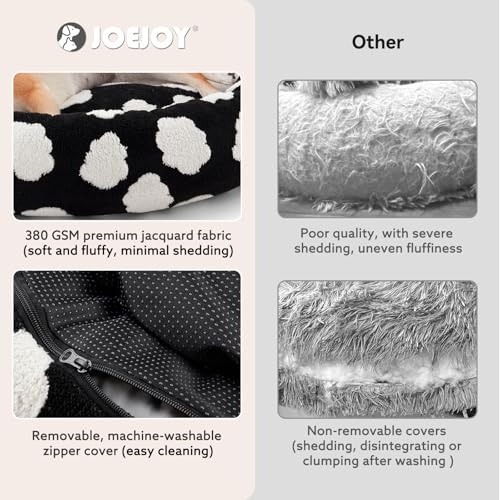 JOEJOY Donut Dog Bed Medium Size Dog, Cute Round Calming Pet Bed with Removable Washable Cover, Orthopedic Puppy Bed with Jacquard Shaggy Plush & Non Skid Bottom - color: Black, size: M (30x30x8)