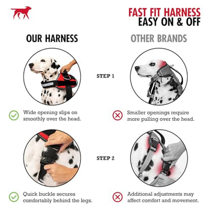 Tuff Pupper Fast Fit Harness for Small Dogs | No Pull No Choke, Escape-Proof | Rugged Padded Breathable Vest | Traffic Control Handle | 3 Leash Clips | Reflective Trim | Easy On Off (S, Red) - color: Crimson Red, size: Small (Chest 20-23.5 Inches)