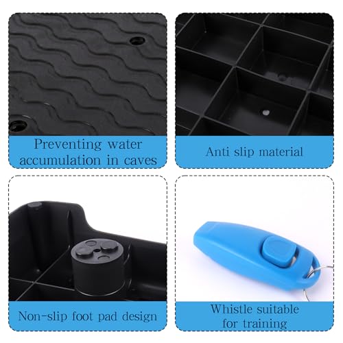 Dog Training Place Board with Whistle, Non-Slip Portable Dog Platform for Agility, Puppy Training Equipment for Small Medium Dogs 17.3"x13.4"x3.8" (Black)