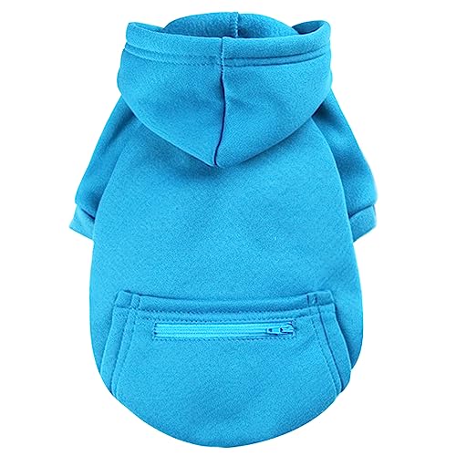 Jecikelon Winter Dog Hoodie Sweatshirts with Pockets Warm Clothes for Small Dogs Chihuahua Coat Puppy Custume Clothing (X-Small, Y02-Blue) - color: Y02-Blue, size: X-Small