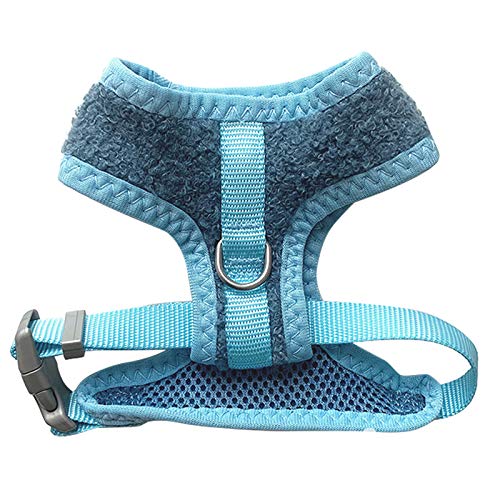 La La Pet® Cute Small Dog Harness with Velvet Leash Mesh Padded Vest Harness for Walking Small Medium Dogs and Cats (Blue, S) - color: Blue, size: S