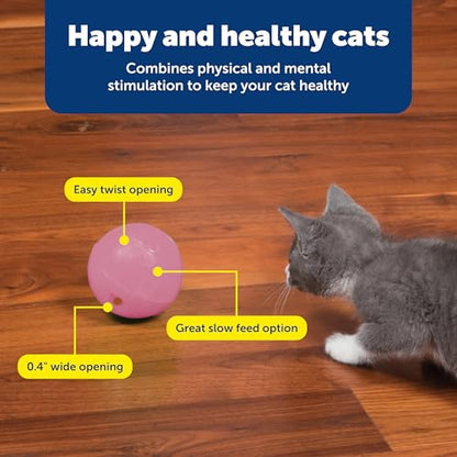 PetSafe Slimcat Feeder Ball - Interactive Game for Your Cat - Fill with Food and Treats - Pink - color: Pink