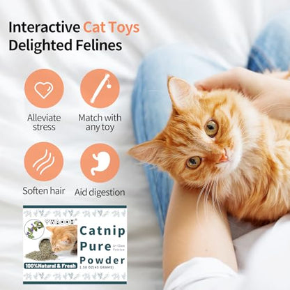 Premium Catnip for Cats & Kittens – Cold-Processed, High Potency Nepetalactone, 100% Pure Organic Leaf-Only Catnip for Toys, Scratchers, Refills, Stimulates Play & Protects Furniture - 45g - size: 45g
